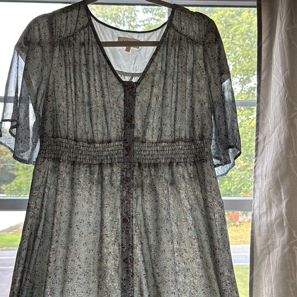 Bohme Floral Maxi Dress in Light Blue/Green With Lining - Picture 13 of 13